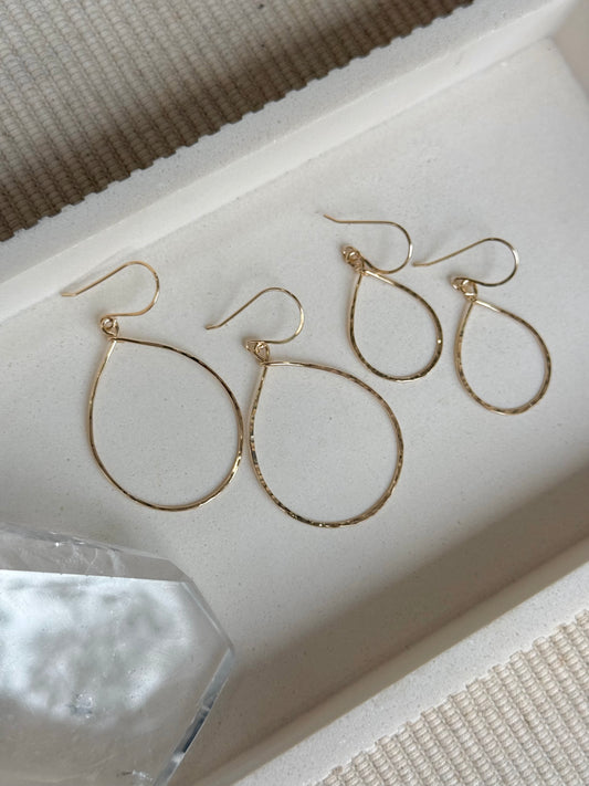 Tear Drop Hammered Hoops