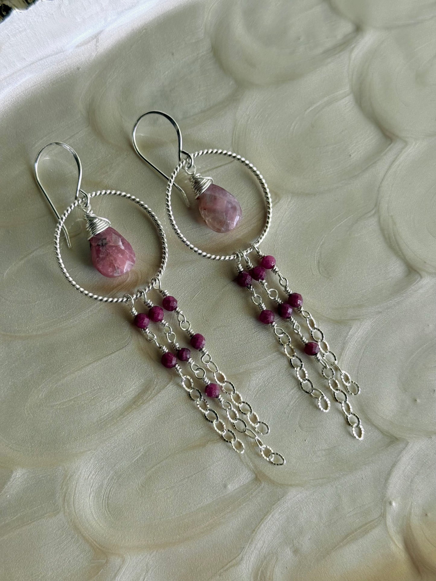 Ruby Cascade Hoop Earrings