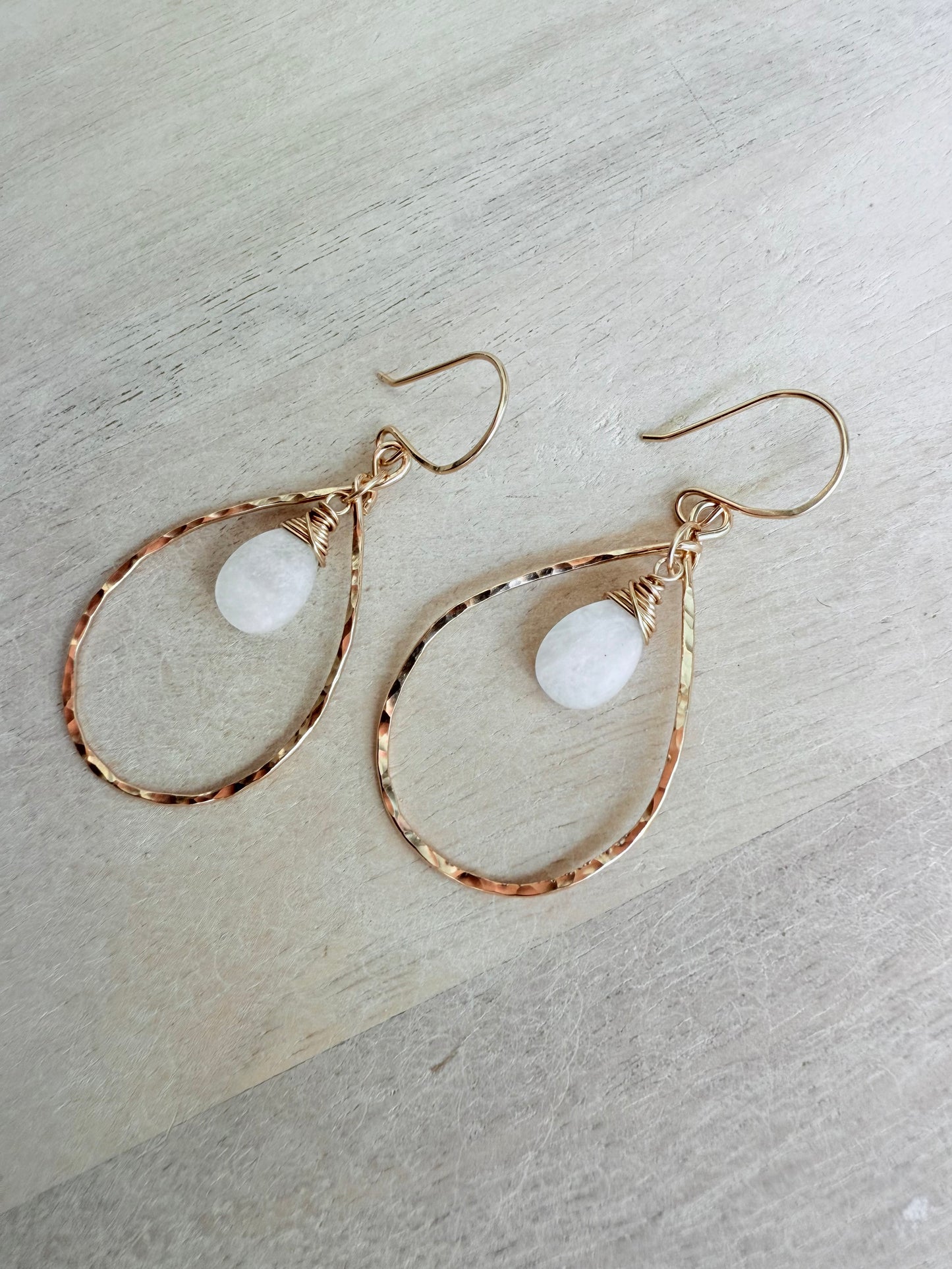 Tear drop Moonstone Hoops