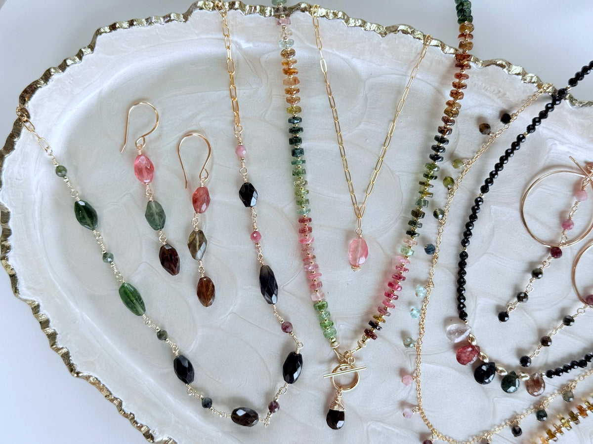 Pink Tourmaline Dainty Drop Necklace