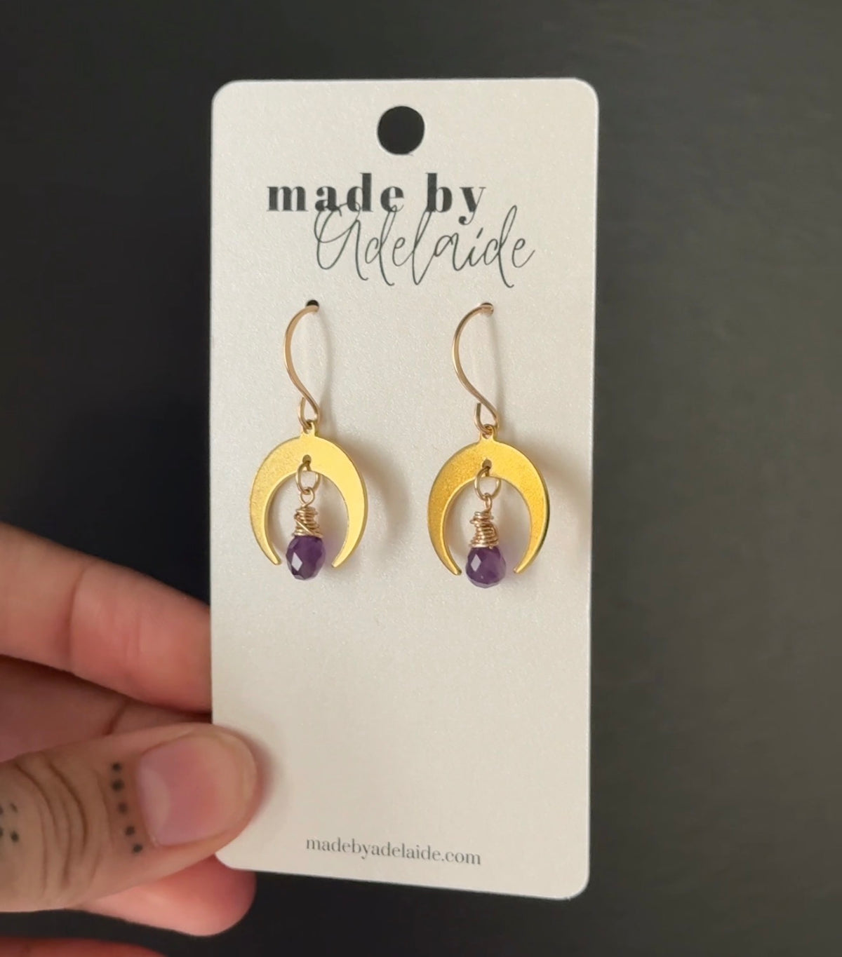 Amethyst Moon Dangle Earrings