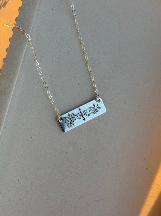 Three Dragons Chunky Bar Necklace