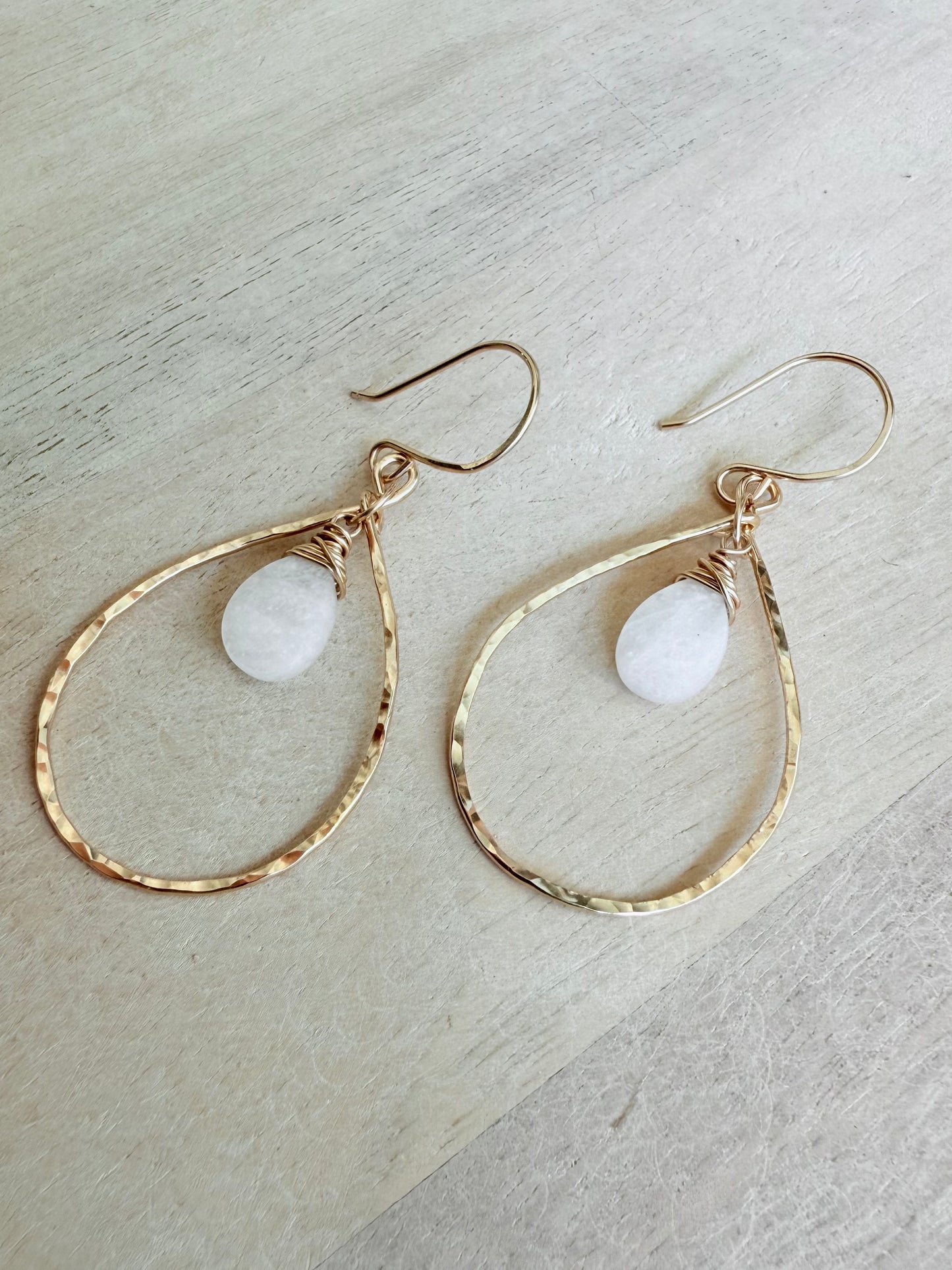 Tear drop Moonstone Hoops