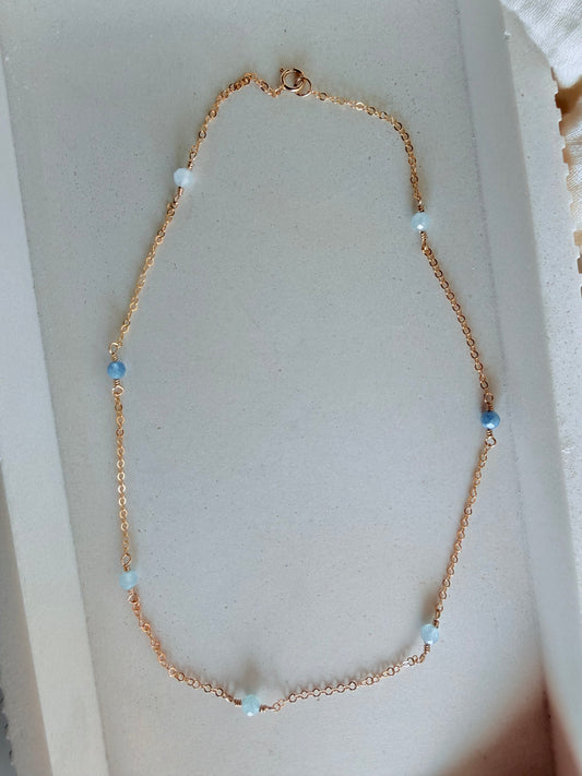 Aquamarine Station Necklace