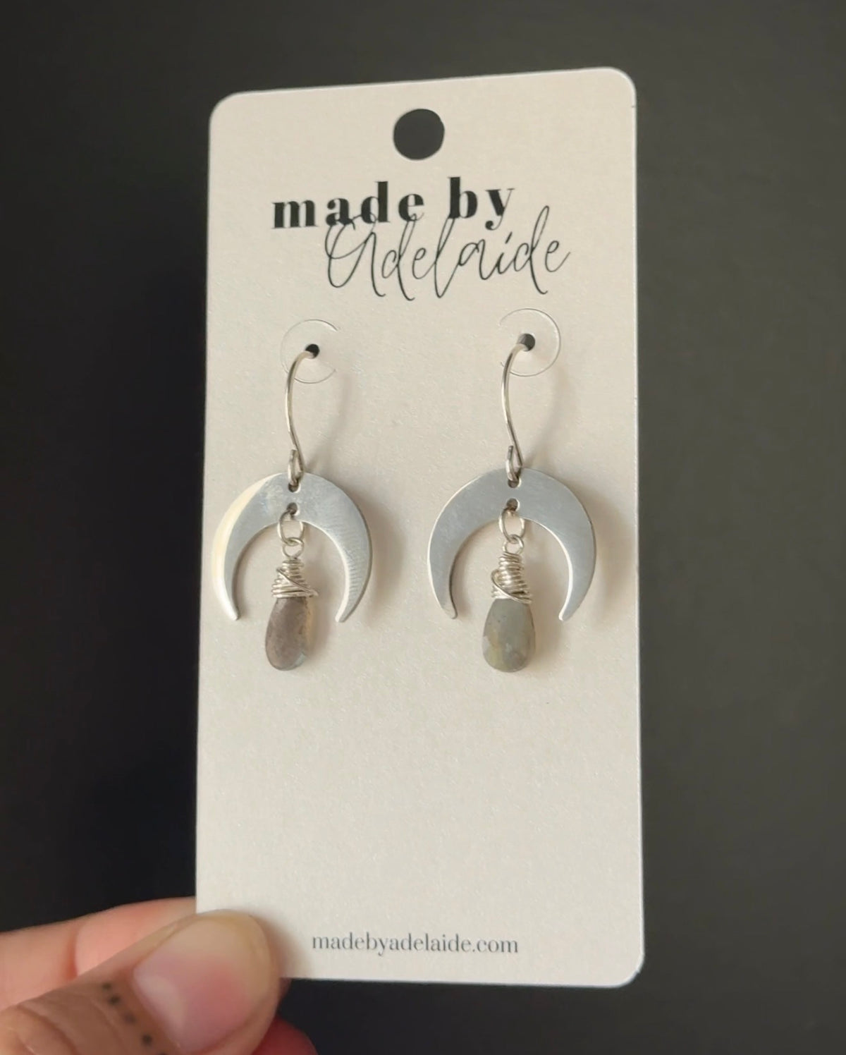Labradorite Moon Dangle Earrings