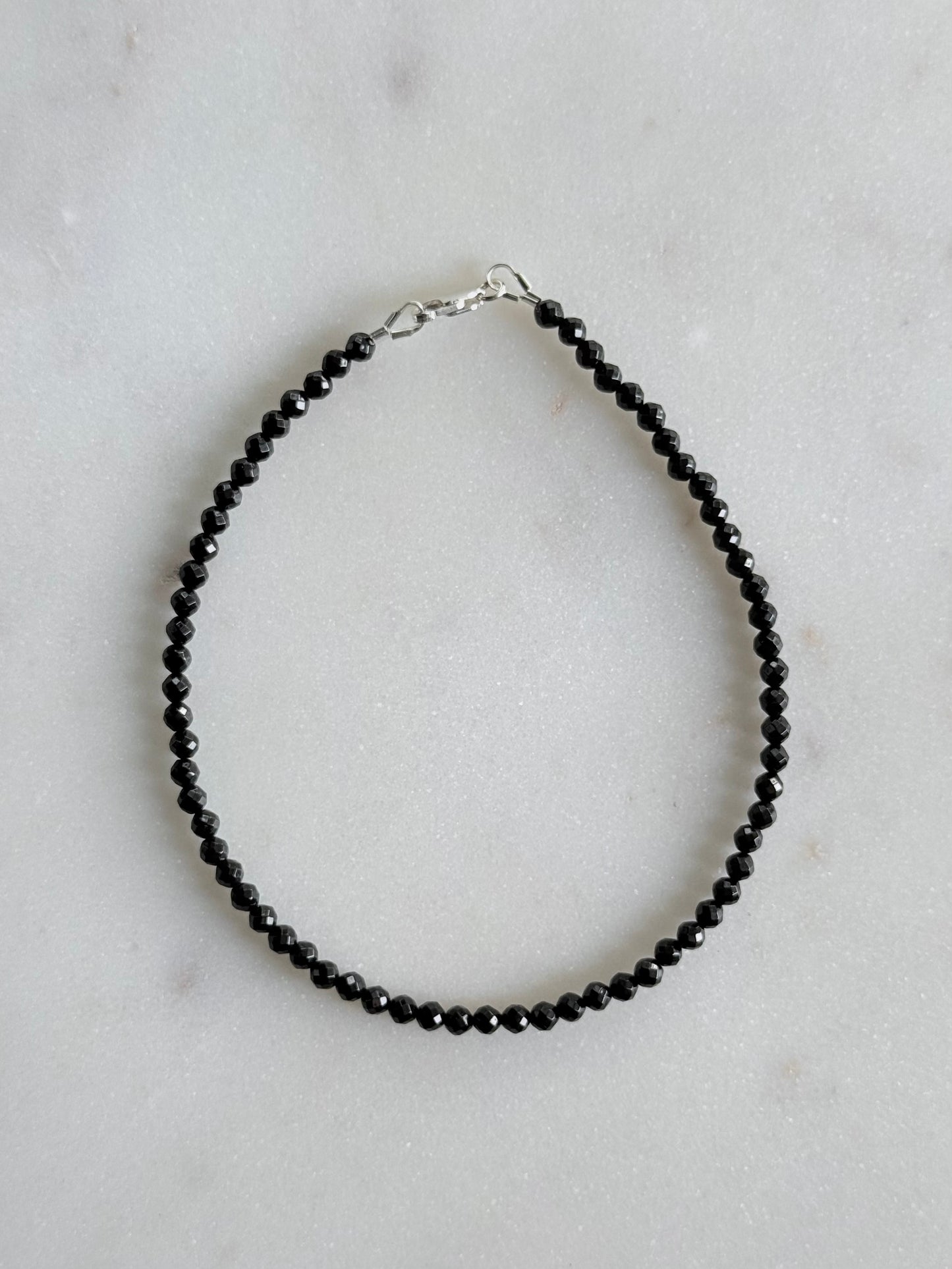 Black Spinel Beaded Anklet