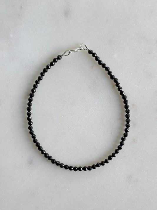Black Spinel Beaded Anklet