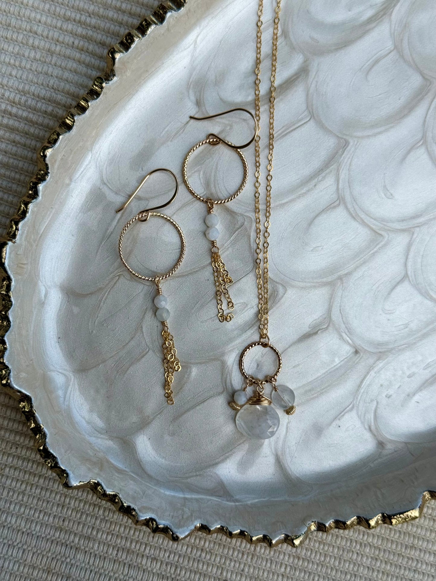 Moonstone Cluster Necklace