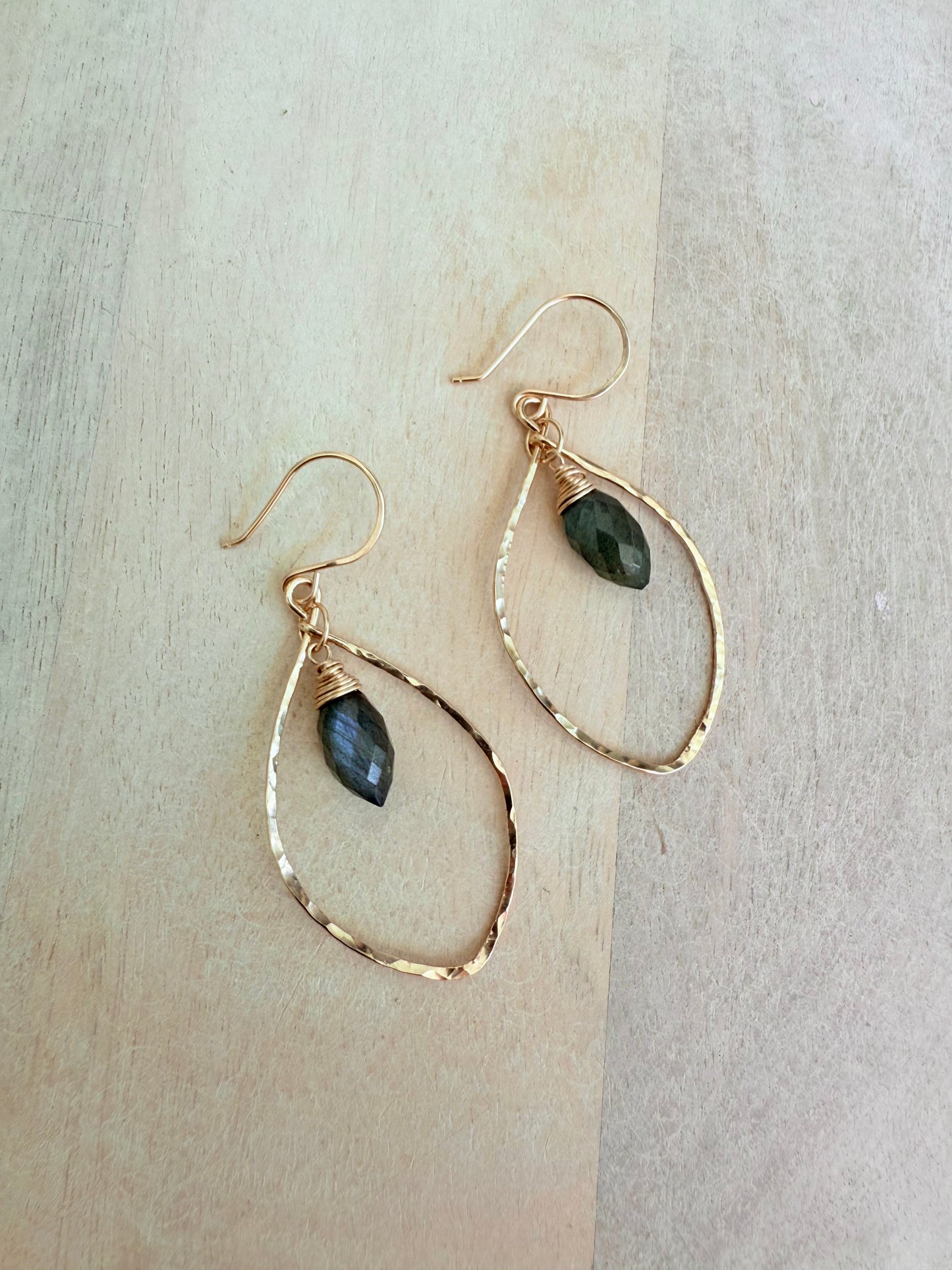 Labradorite Petal Hoops