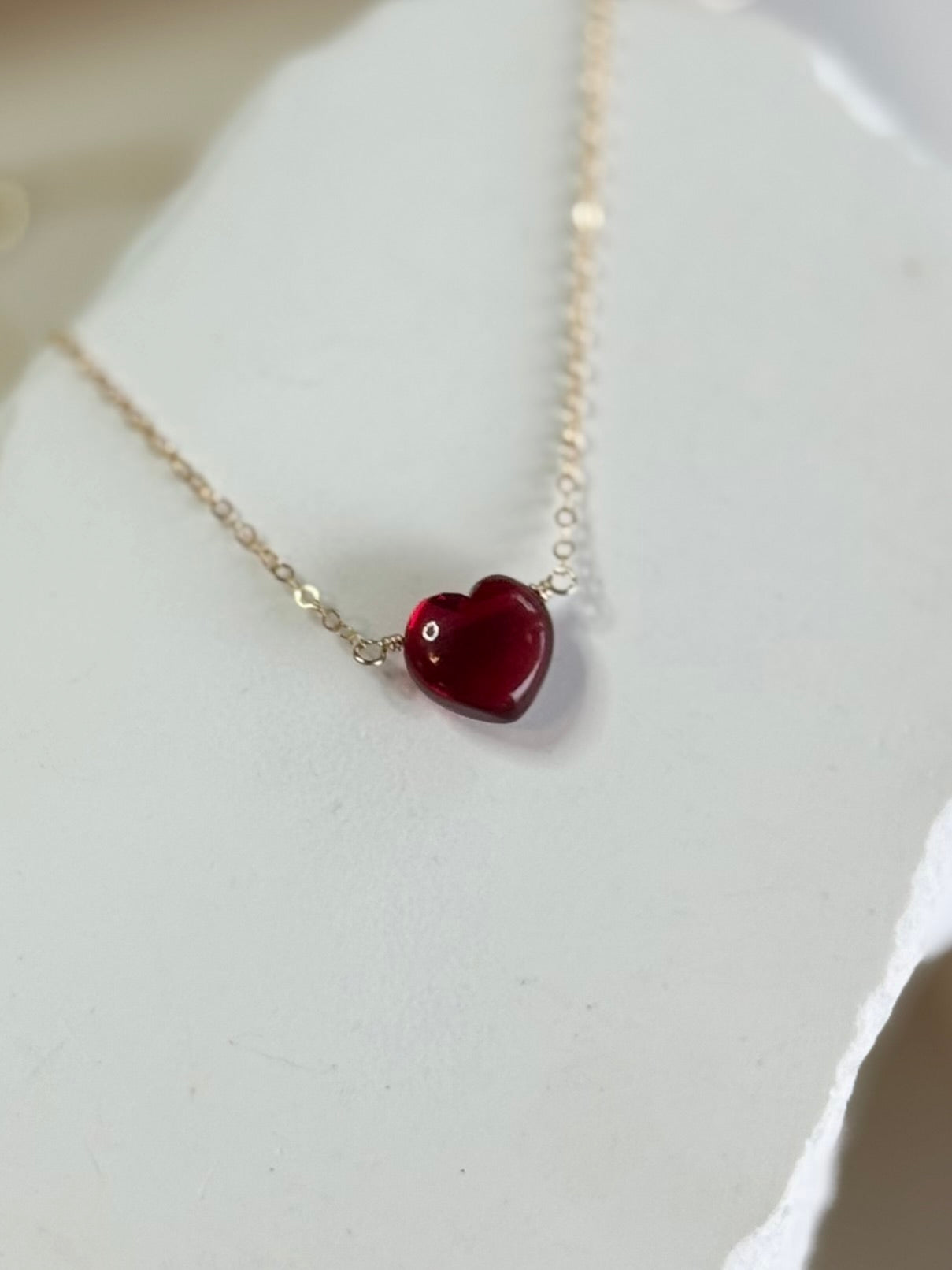Red Glass Heart Necklace