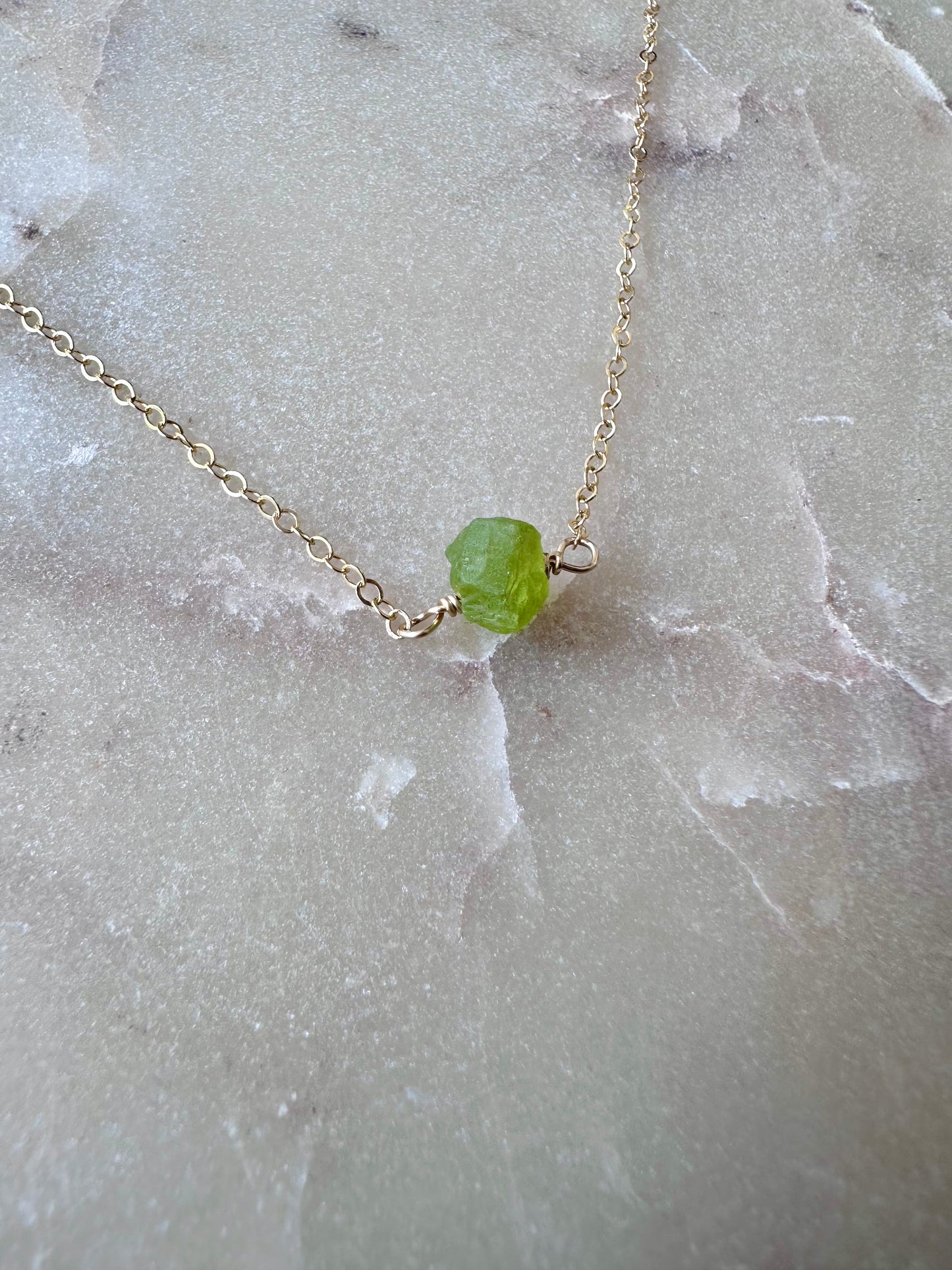 Raw Peridot Necklace