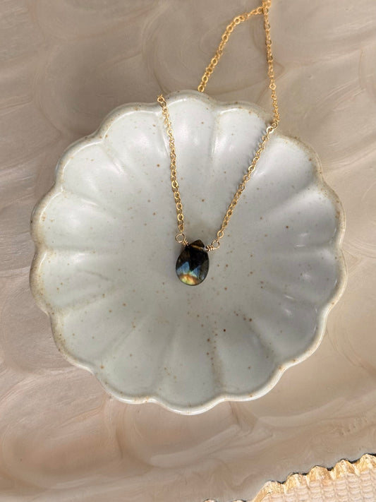 Labradorite Faceted Tear Drop Necklace