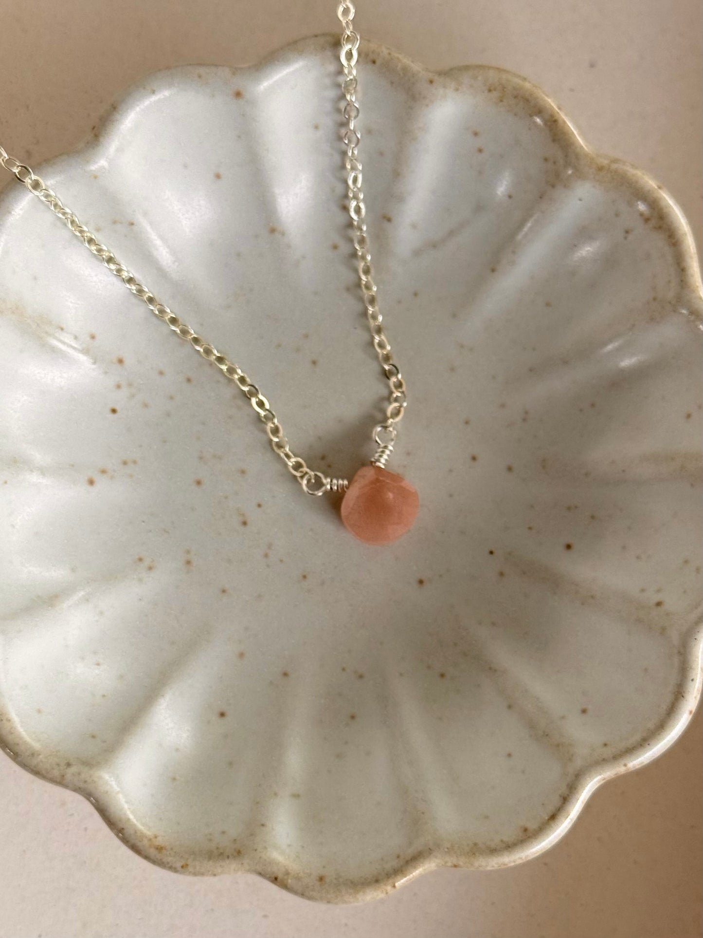 Sunstone Tear Drop Necklace