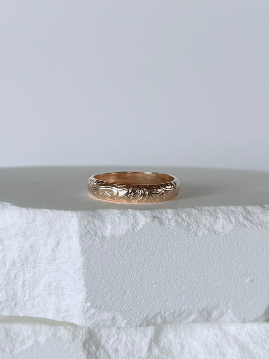 Floral Thick Gold Ring