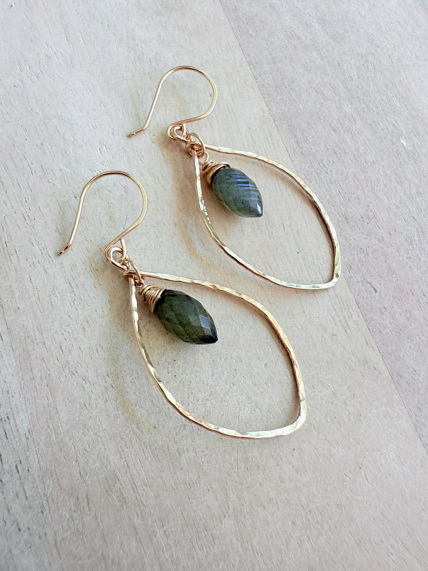 Labradorite Petal Hoops