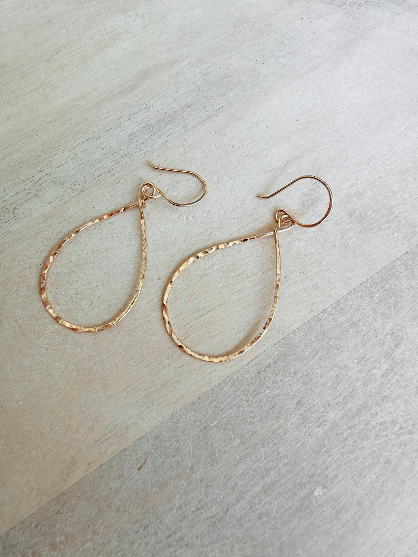 Tear Drop Hammered Hoops