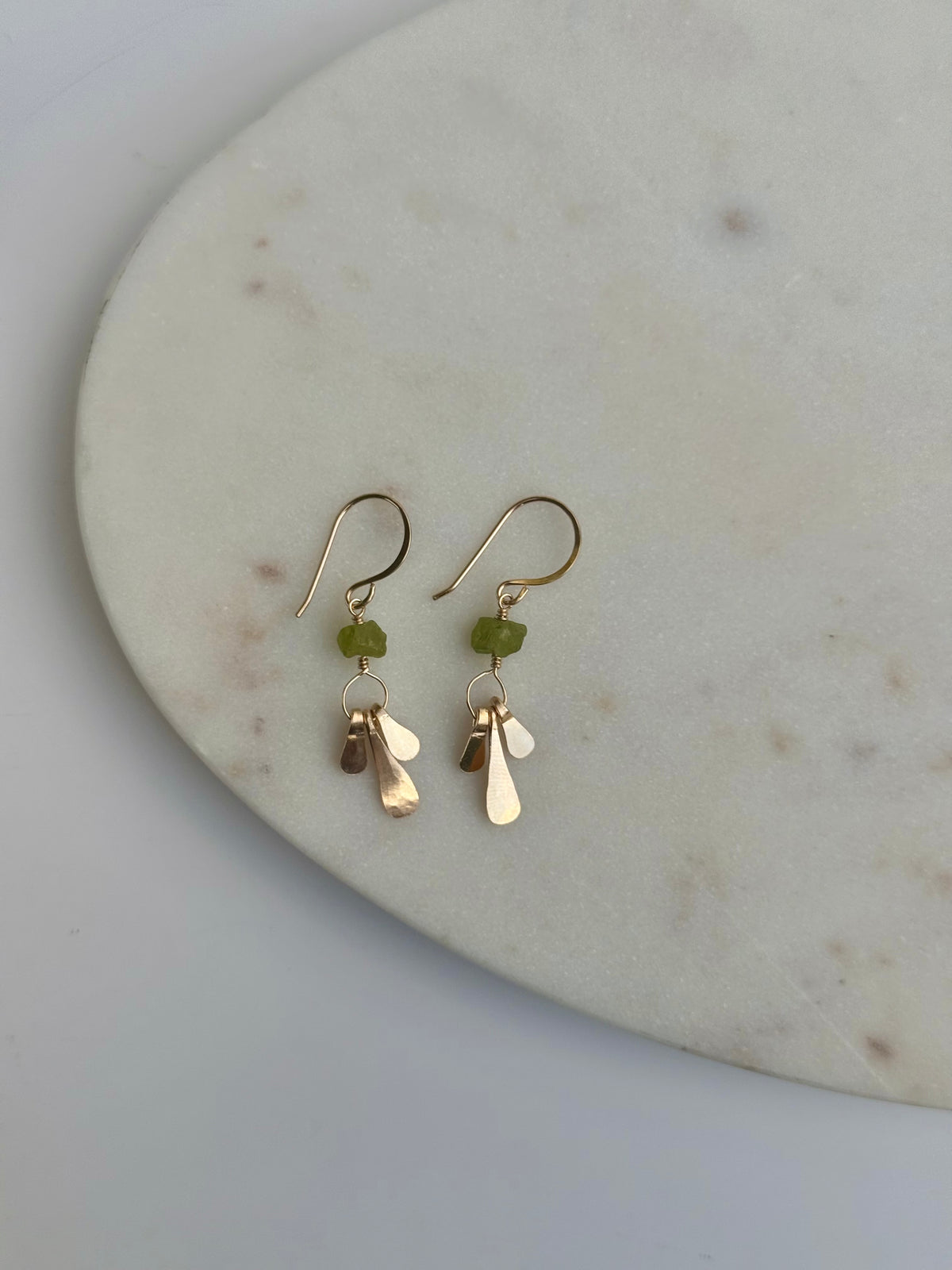 Raw Peridot Fringe Dangle Earrings