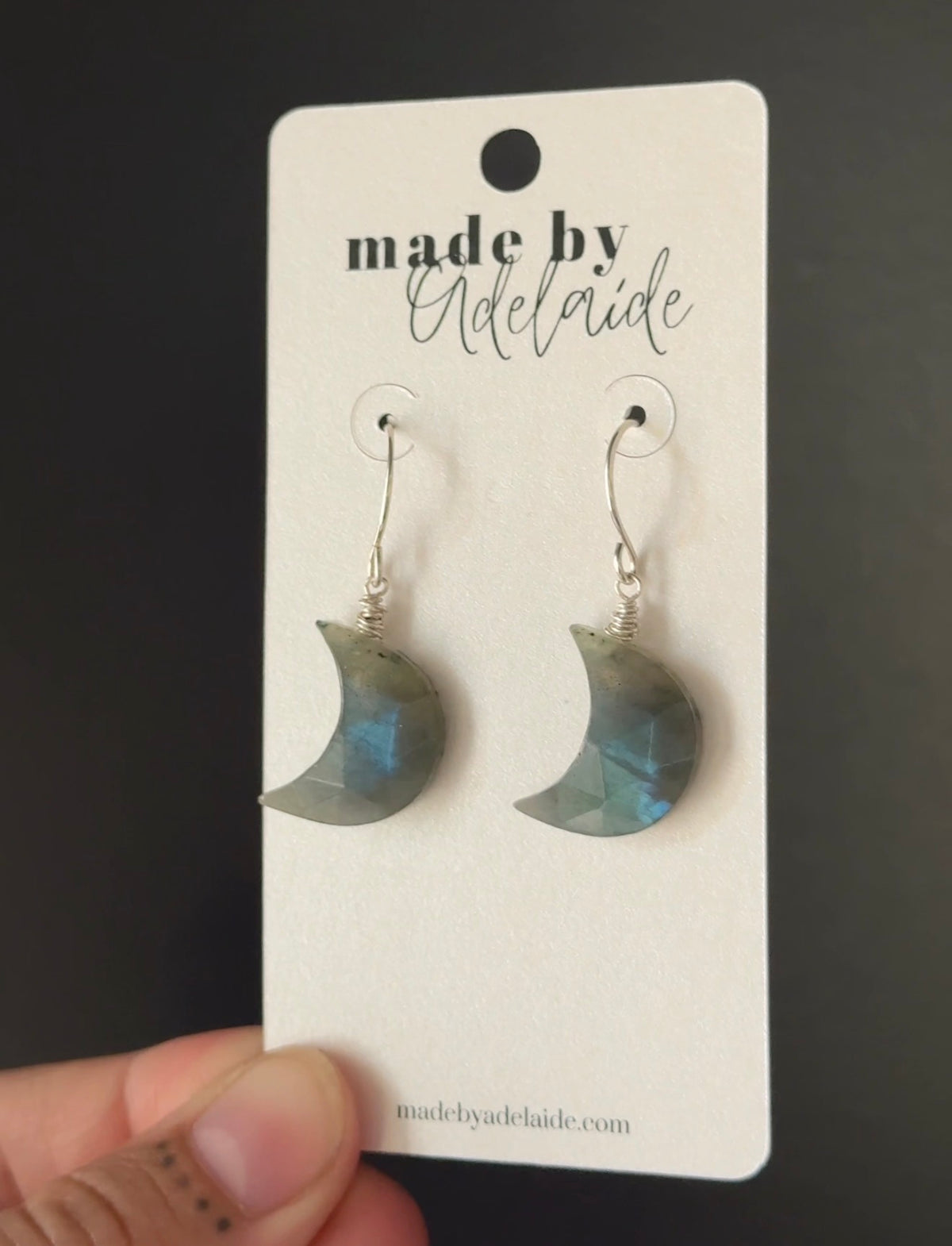 Labradorite Moon Dangle Earrings