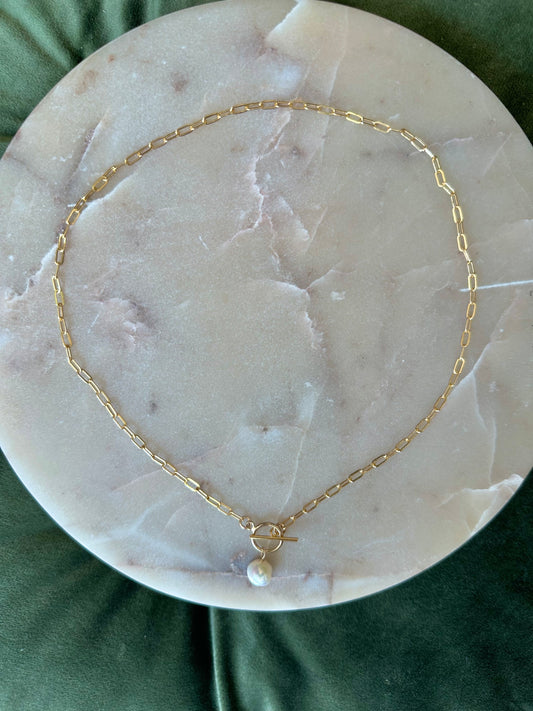 Freshwater Pearl Paper Clip Necklace