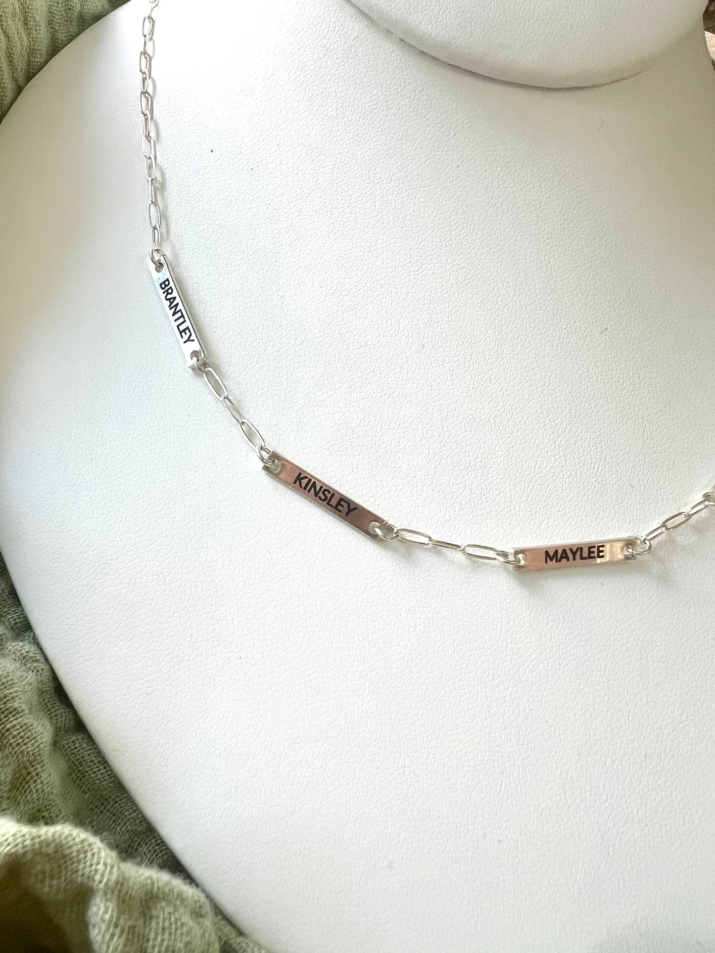 Multiple Name Bar Necklace