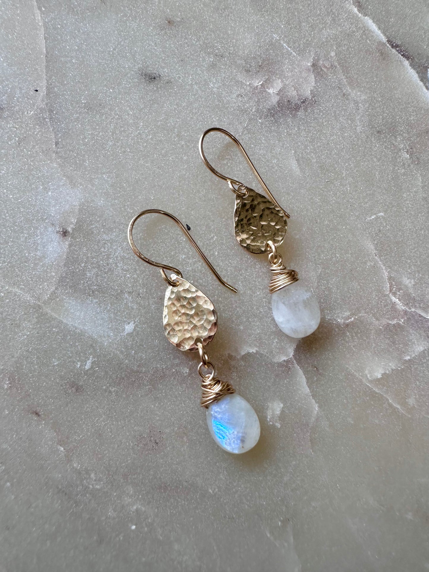 Tear Drop Moonstone Dangle Earrings