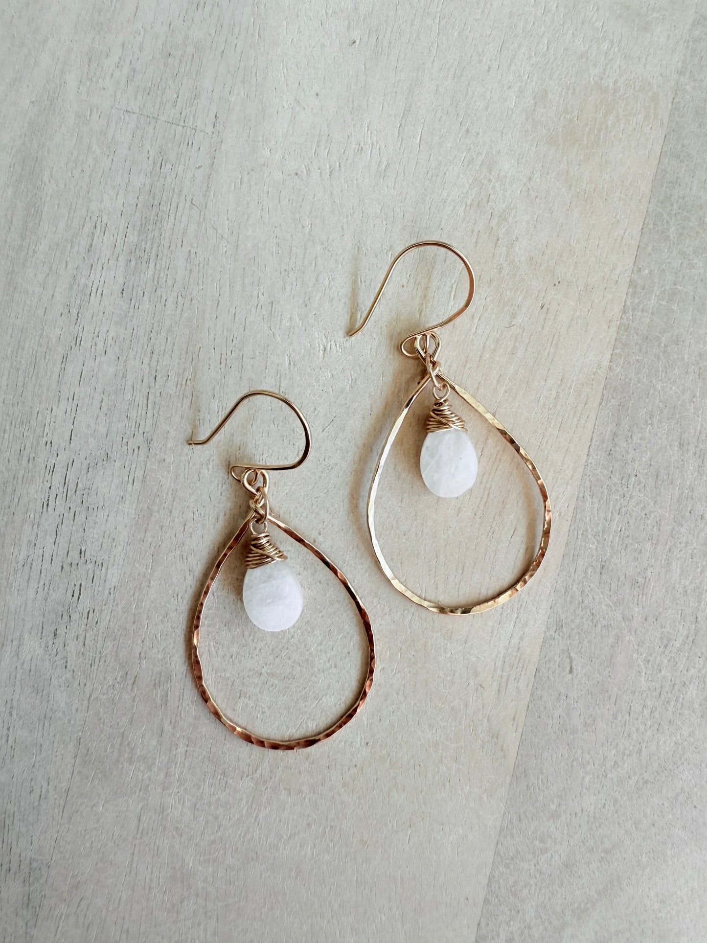 Tear drop Moonstone Hoops