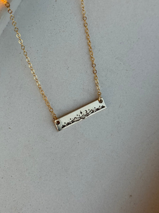 Celestial Mountains + Forrest Bar Necklace