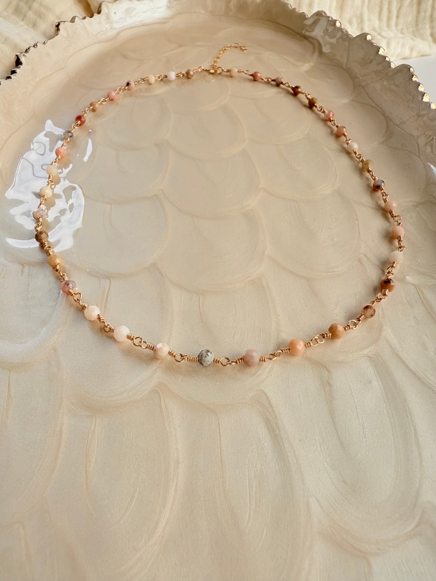 Pink Opal Beaded Station Necklace