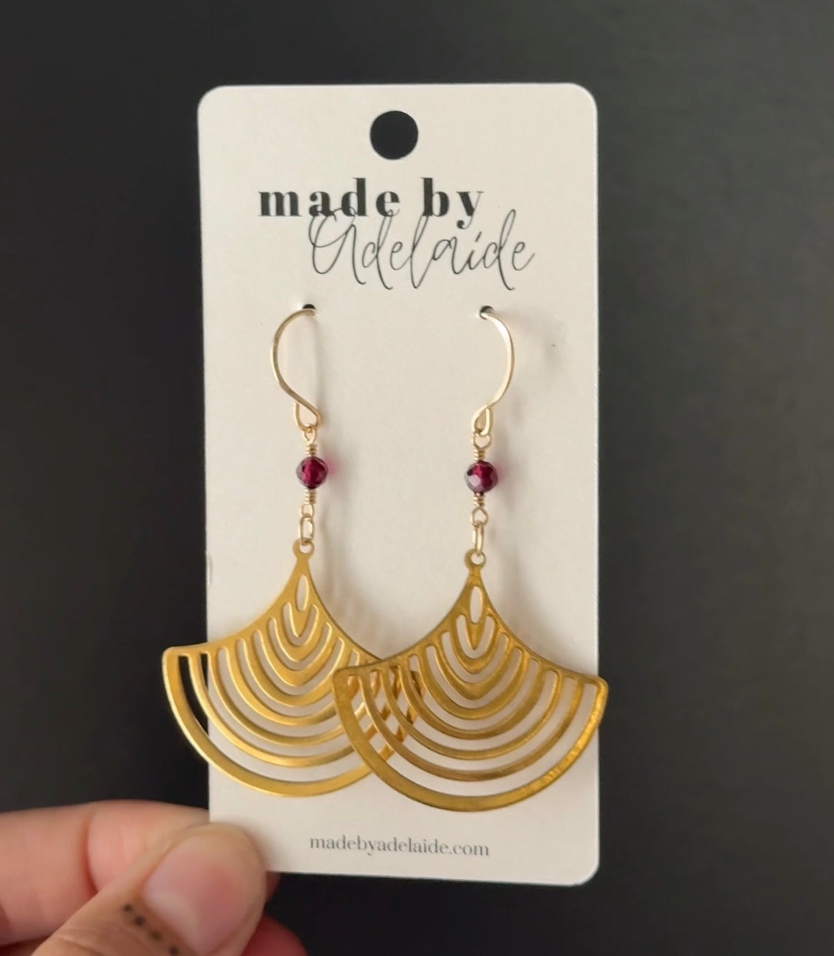 Garnet + Brass Earrings