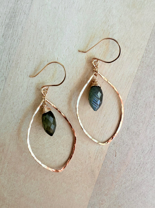 Labradorite Petal Hoops