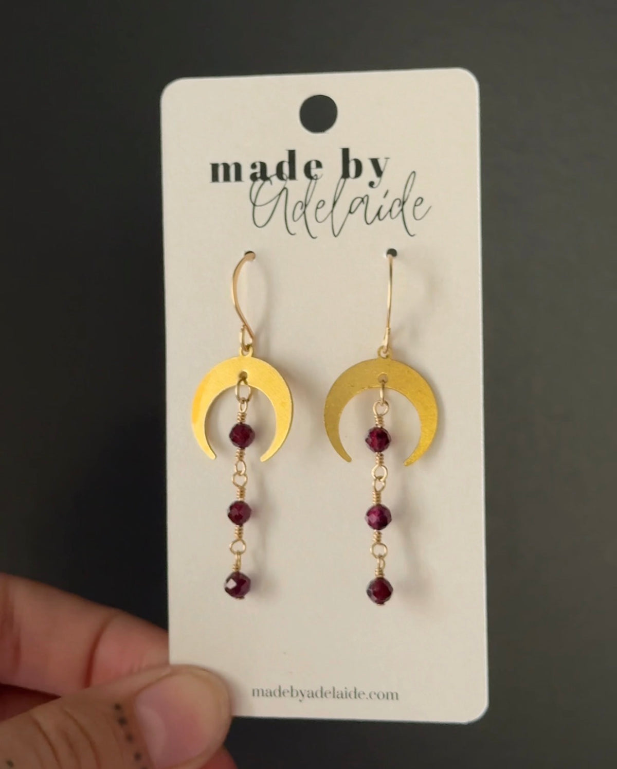 Garnet Moon Dangle Earrings