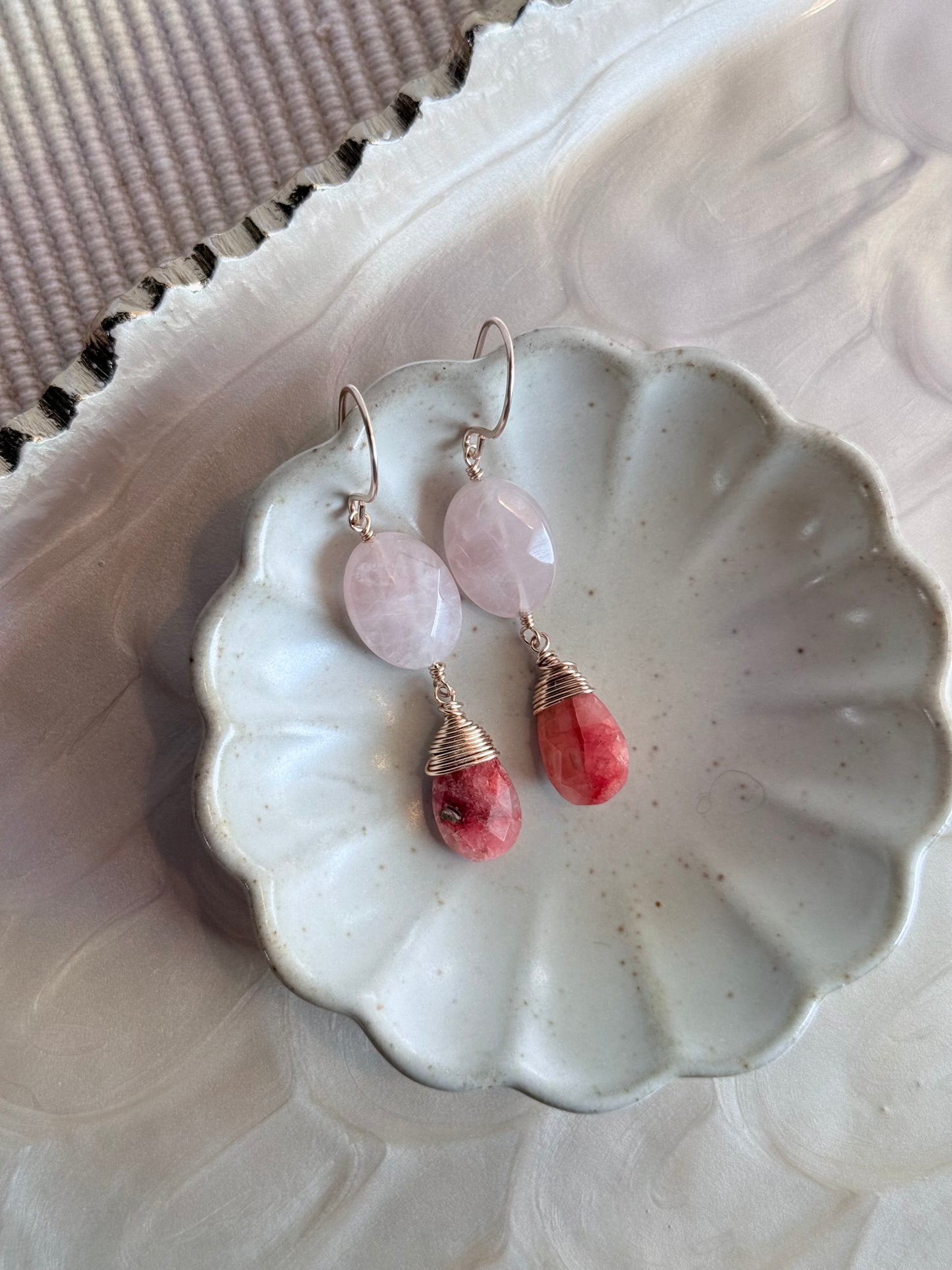 Ruby + Rose Quartz Earrings
