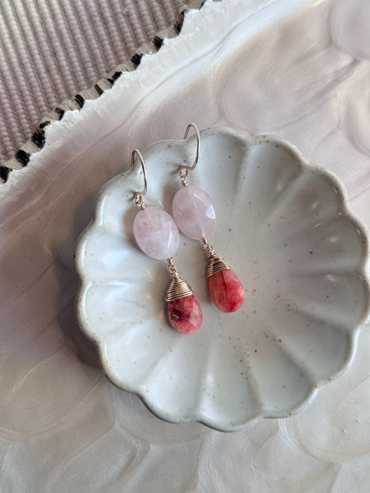 Ruby + Rose Quartz Earrings