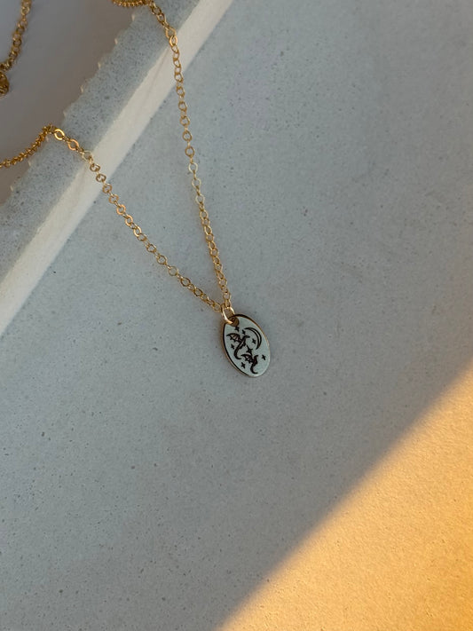 Dancing Dragons Small Oval Necklace