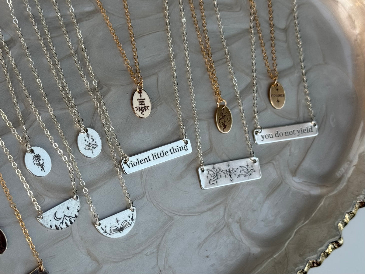 Open Book Half Circle Necklace