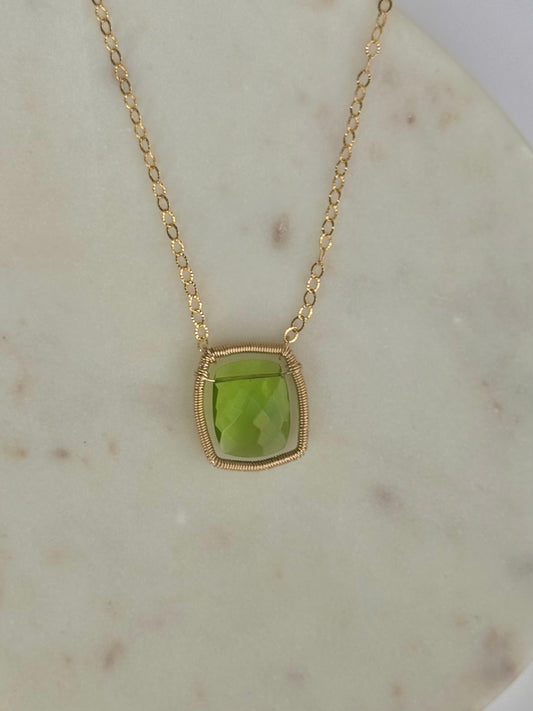 Peridot Square Necklace