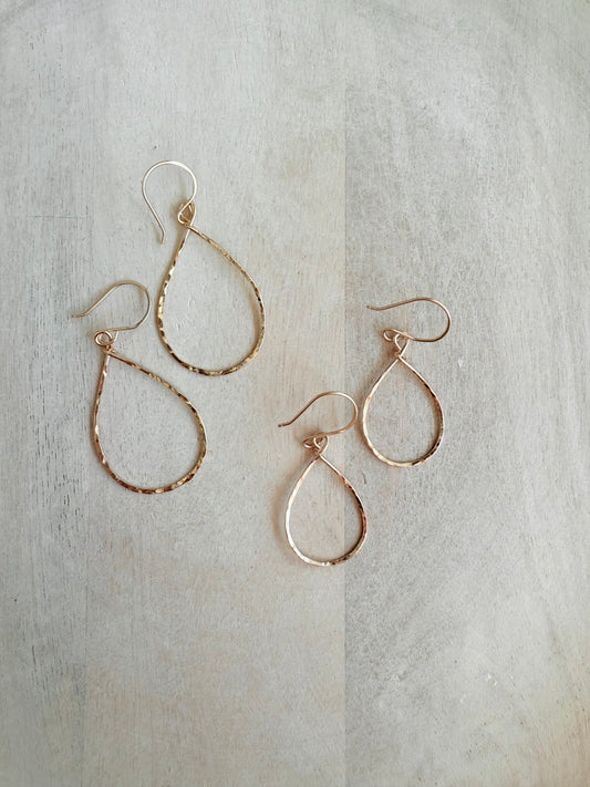 Tear Drop Hammered Hoops