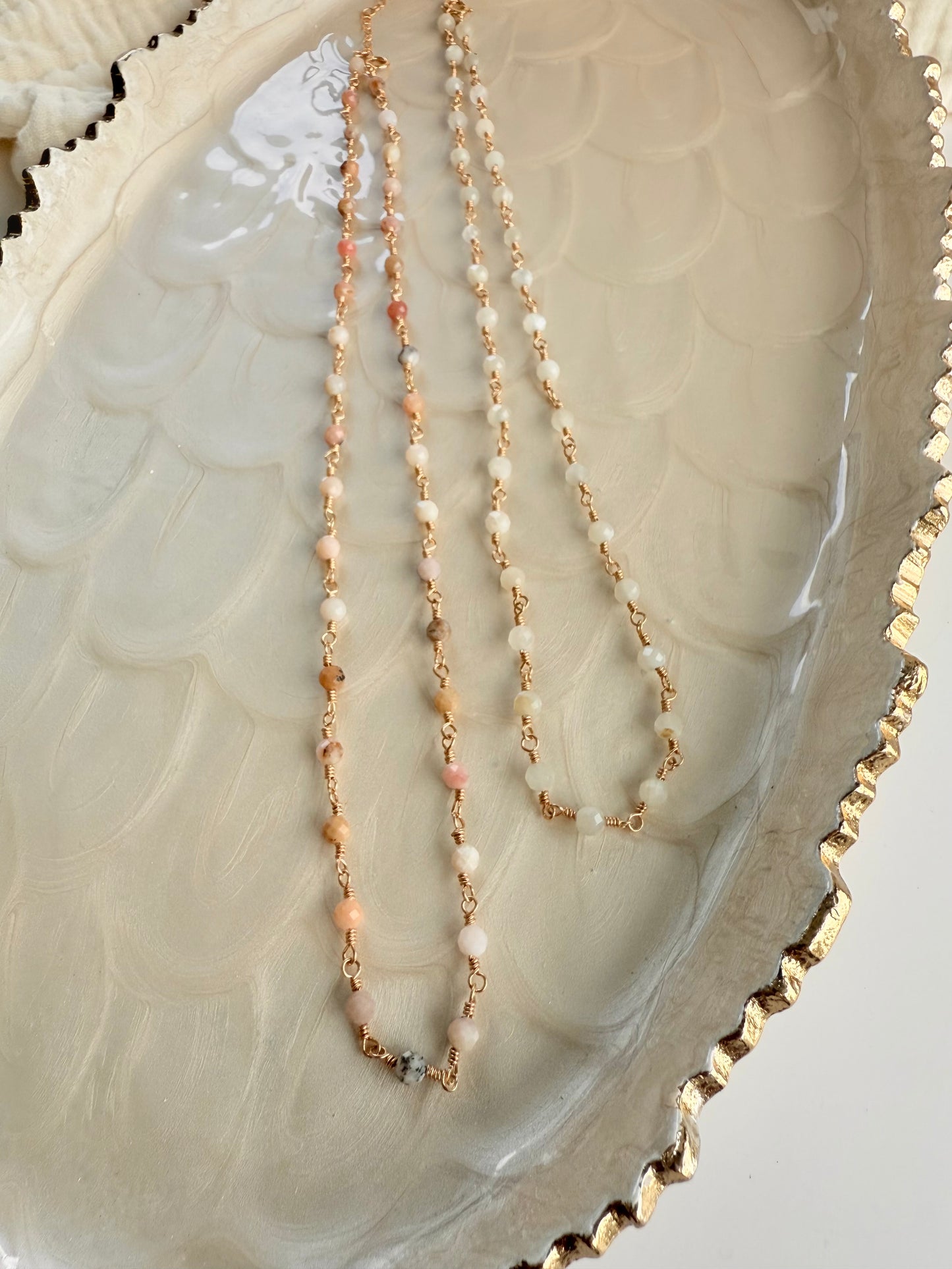 Moonstone Beaded Station Necklace