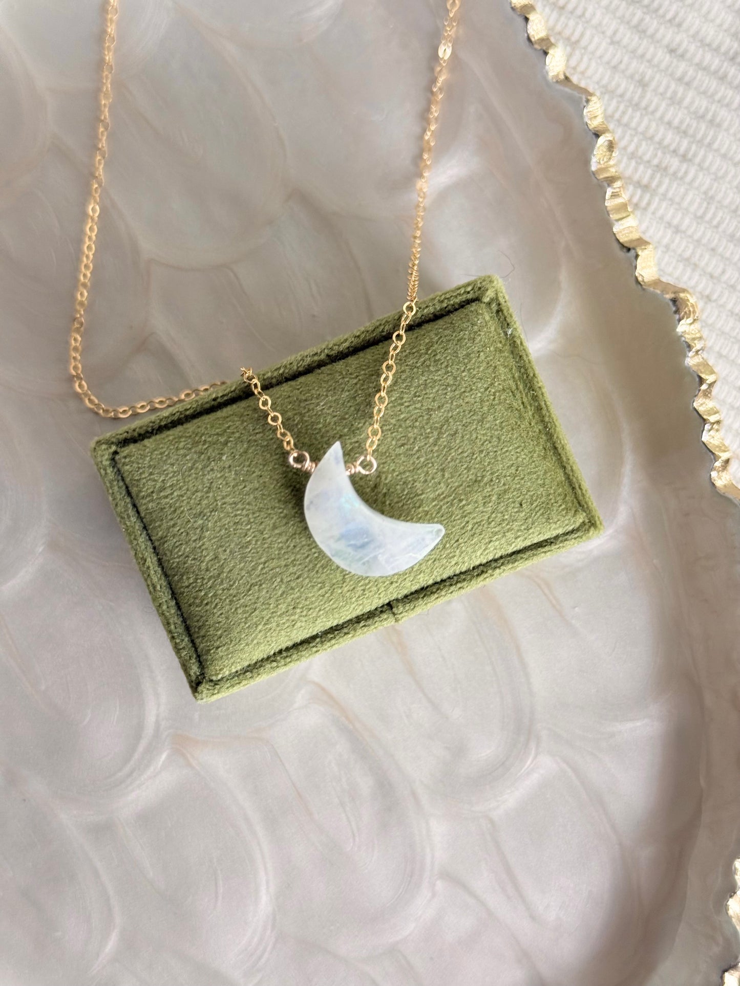 Moonstone Moon Necklace