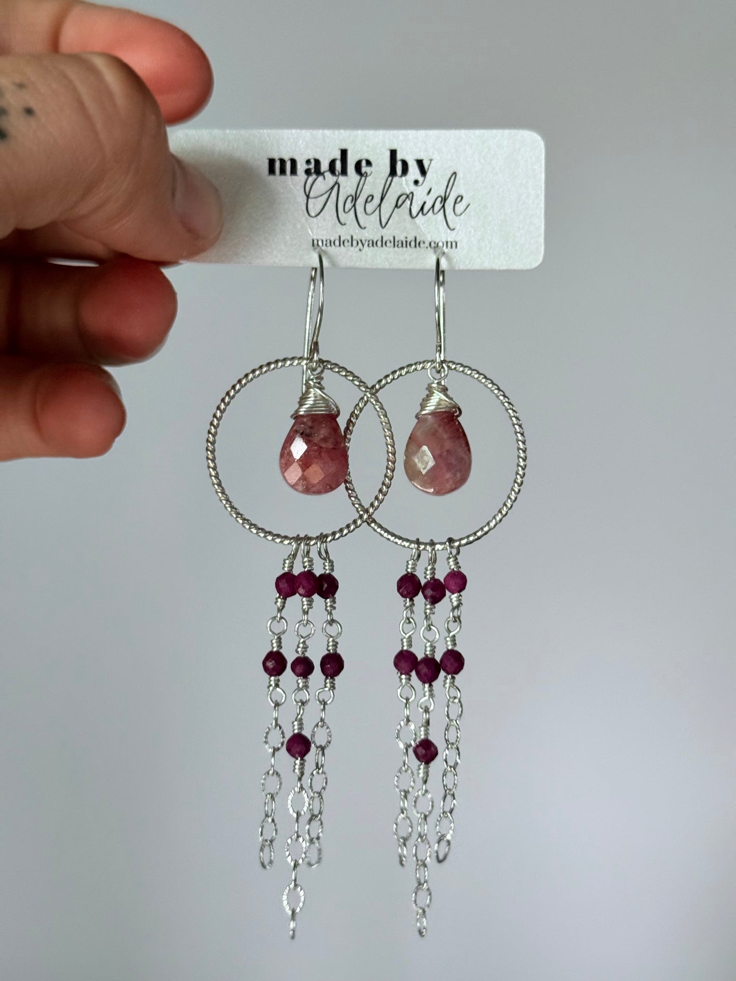 Ruby Cascade Hoop Earrings