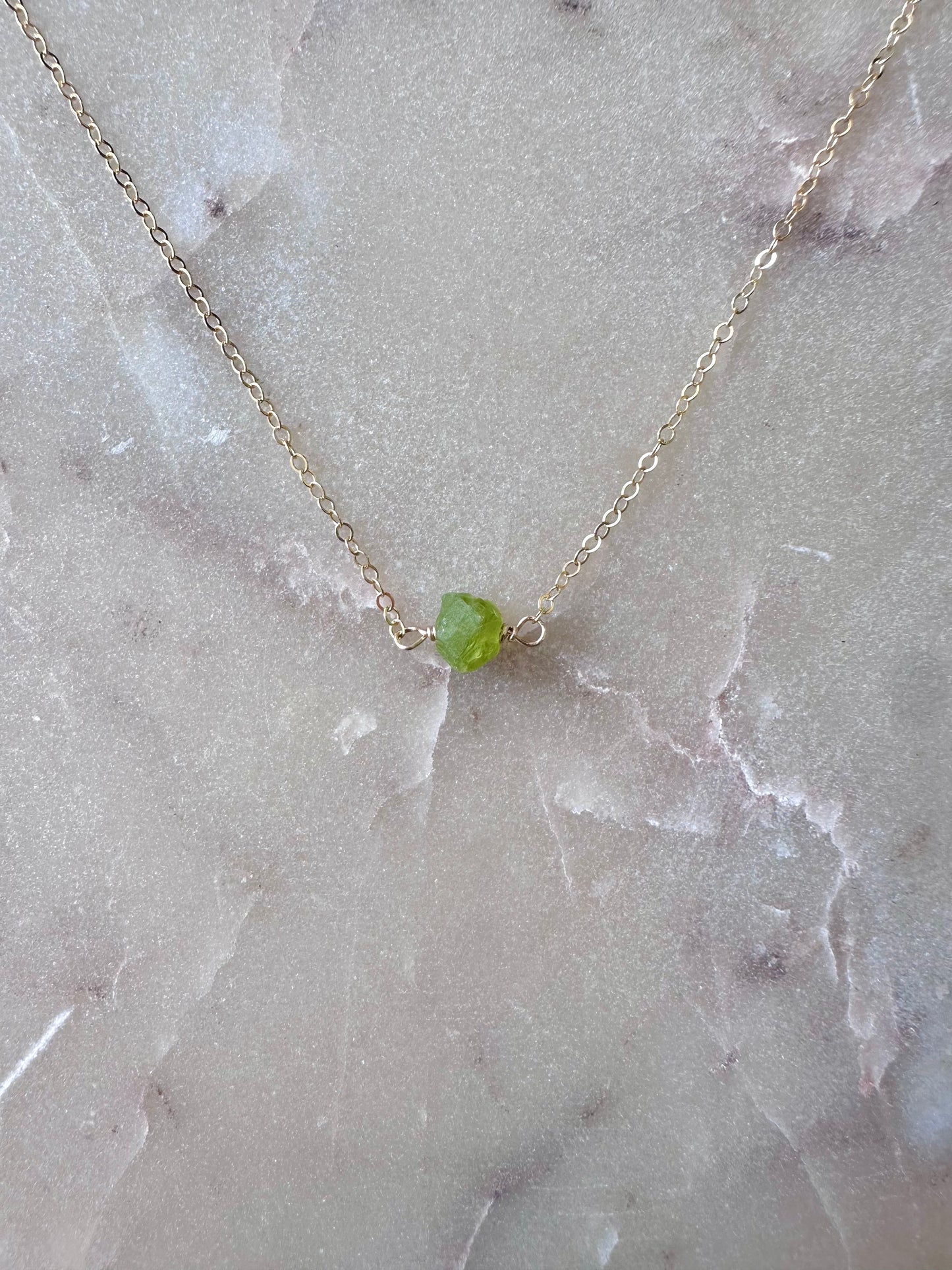 Raw Peridot Necklace