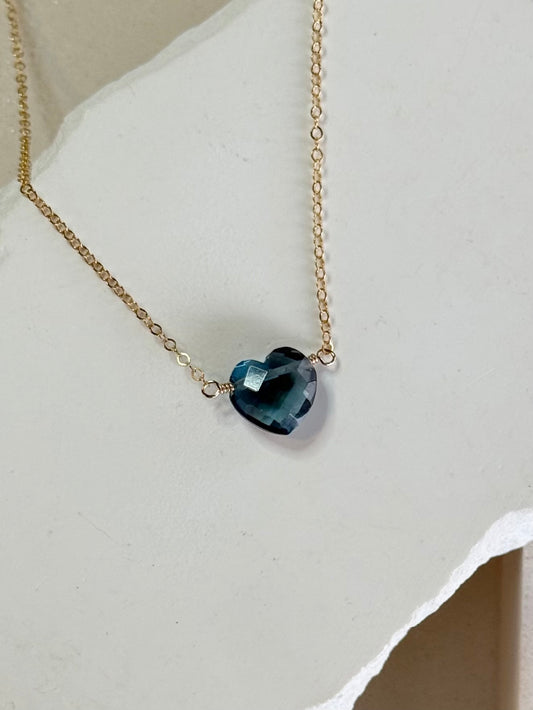 Blue Topaz Heart Necklace