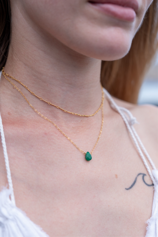 Green Jade Teardrop Necklace