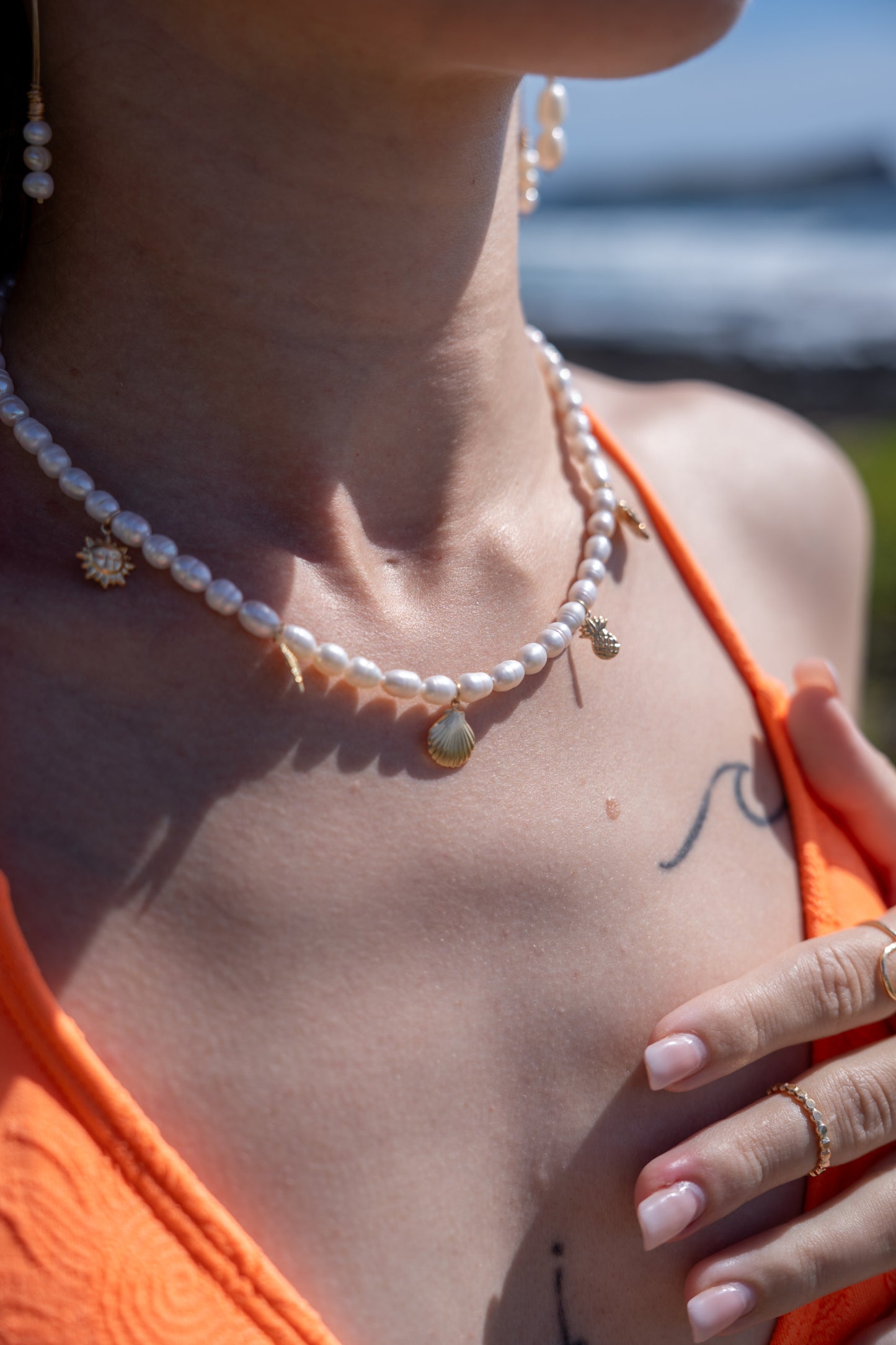Aloha Charm Pearl Necklace