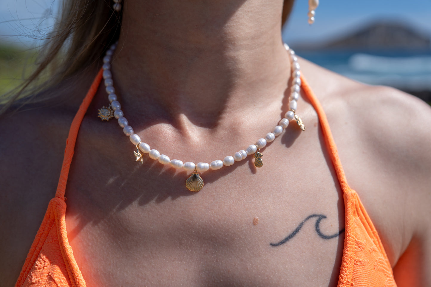 Aloha Charm Pearl Necklace