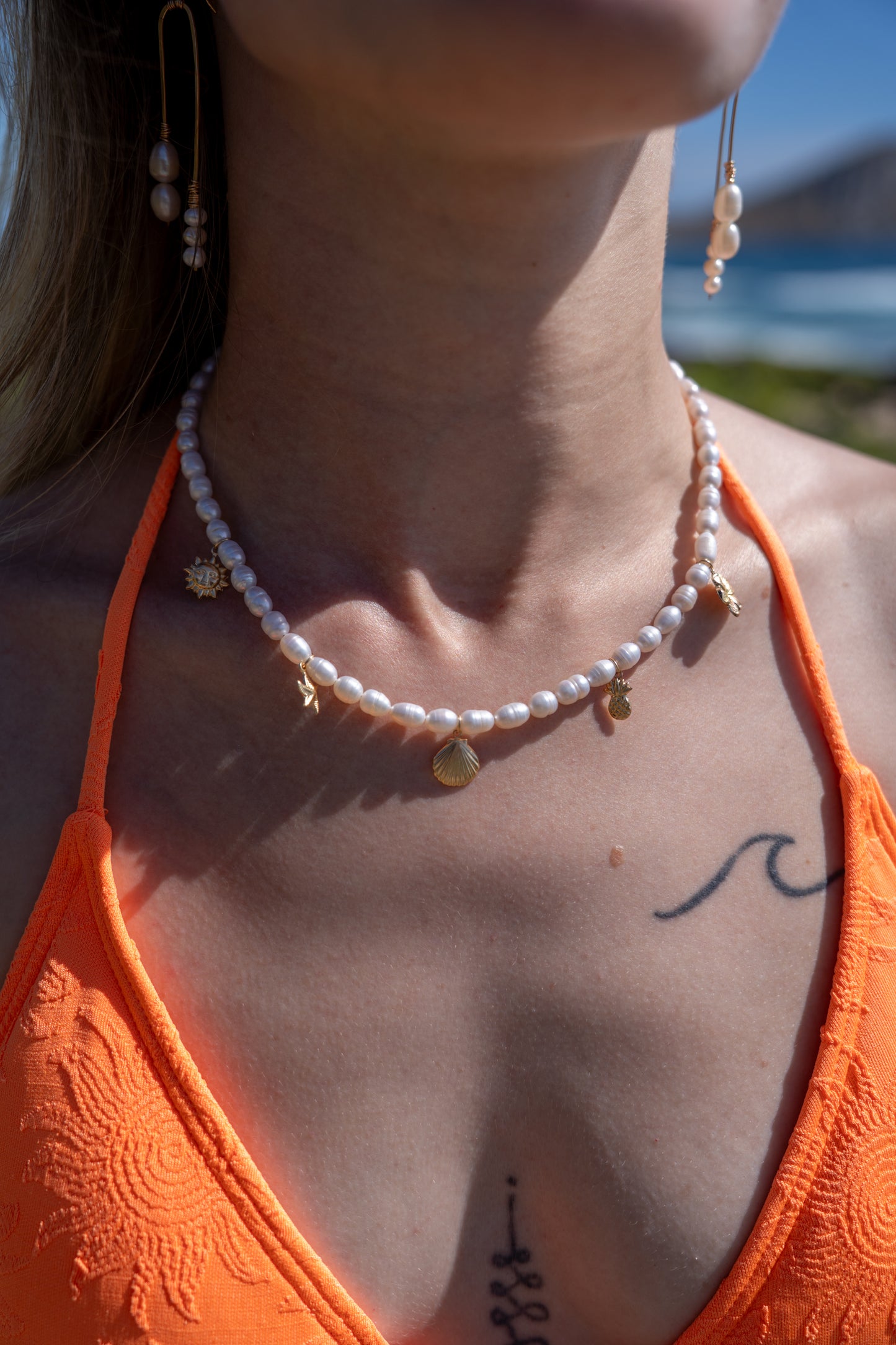 Aloha Charm Pearl Necklace