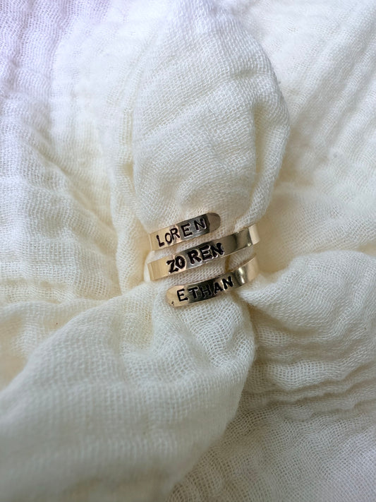 Name Triple Wrap Ring