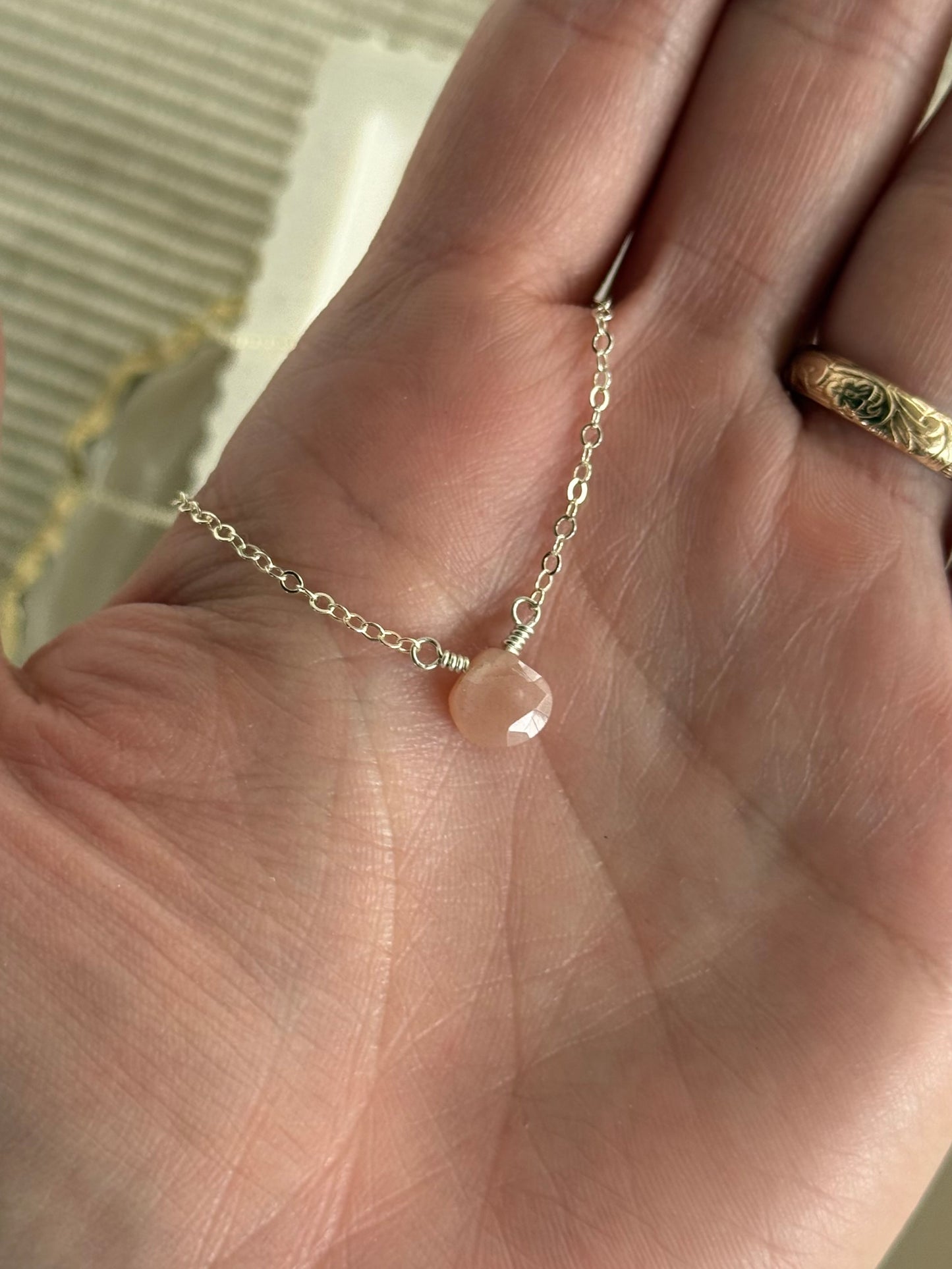 Sunstone Tear Drop Necklace