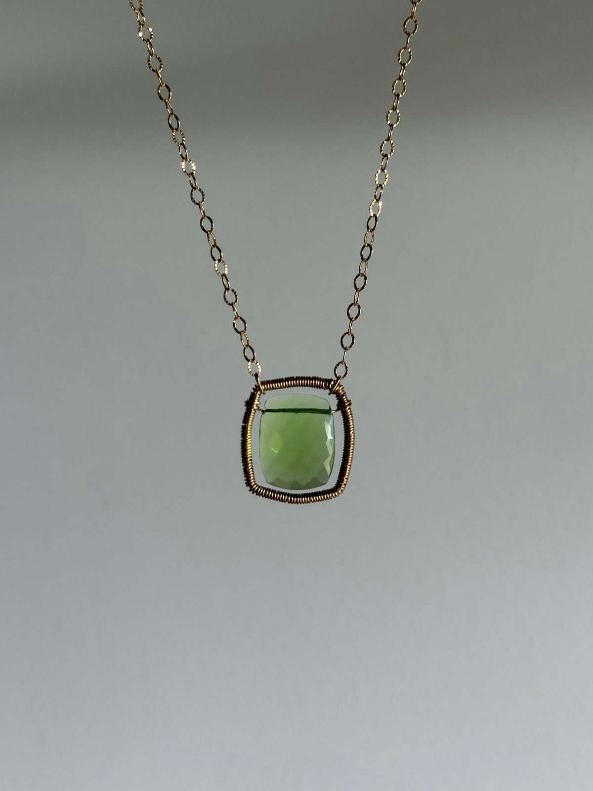 Peridot Square Necklace