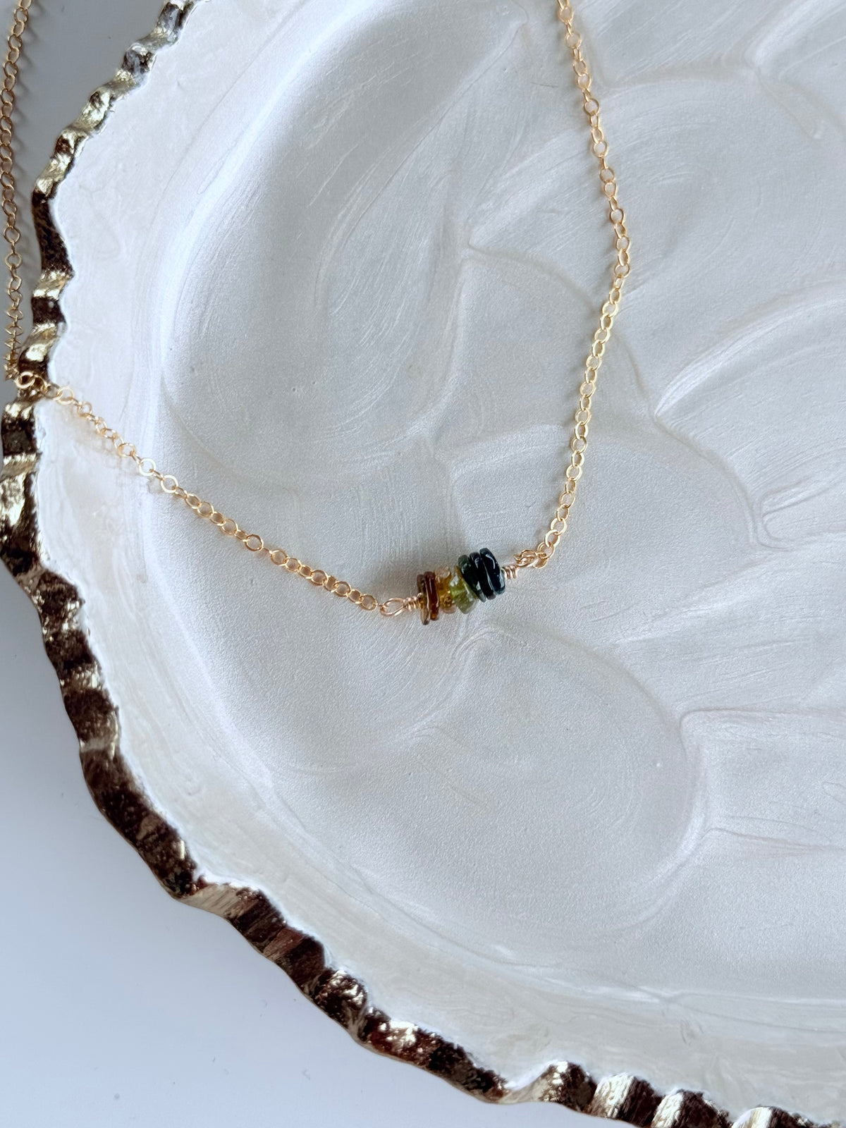 Dainty Tourmaline Bar Necklace
